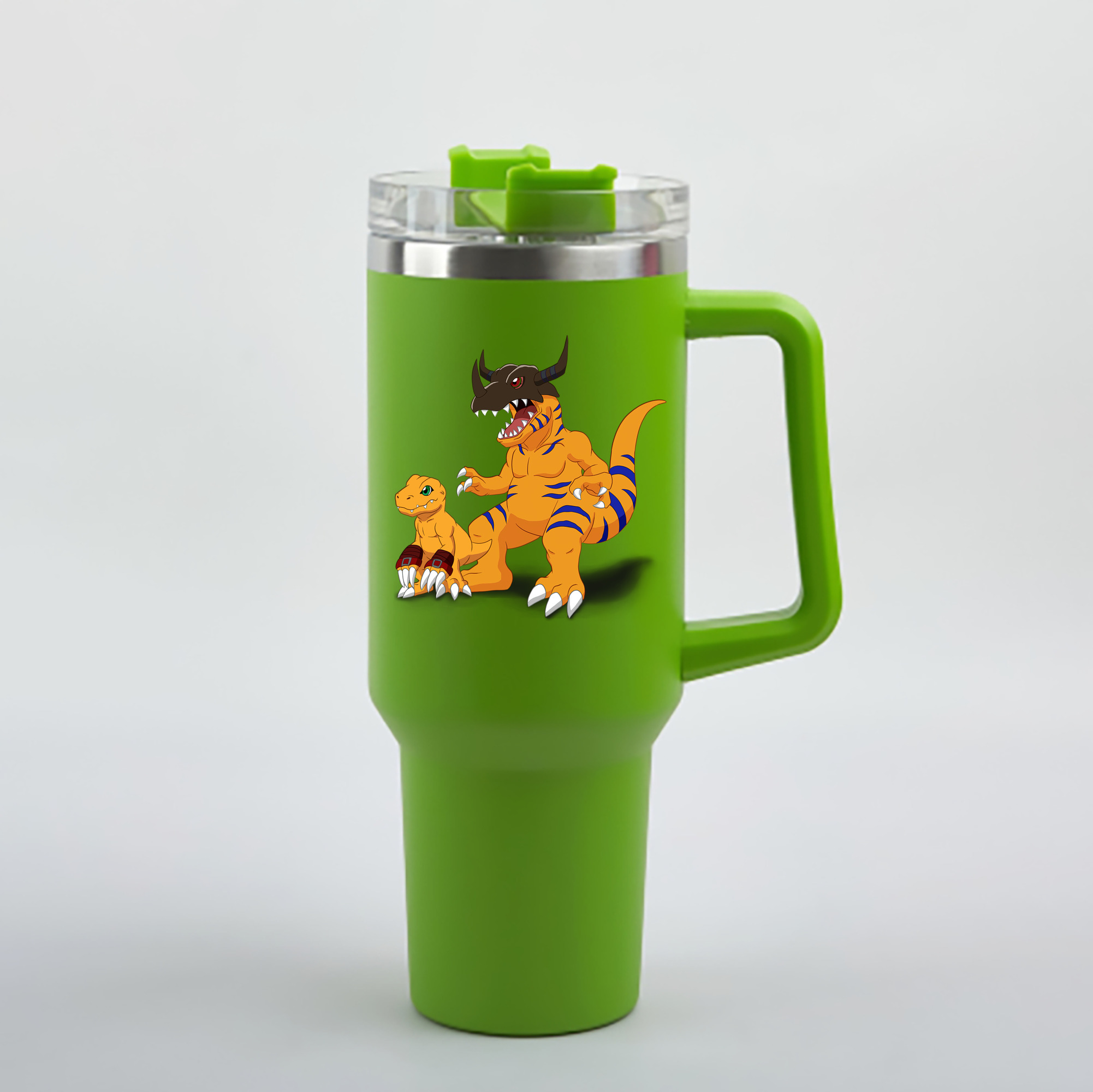 （画像用） Digimon デジタルモンスター/デジモン 1200mL車用タンブラー - クリスタルステッカー（プラスチックストロー付き）